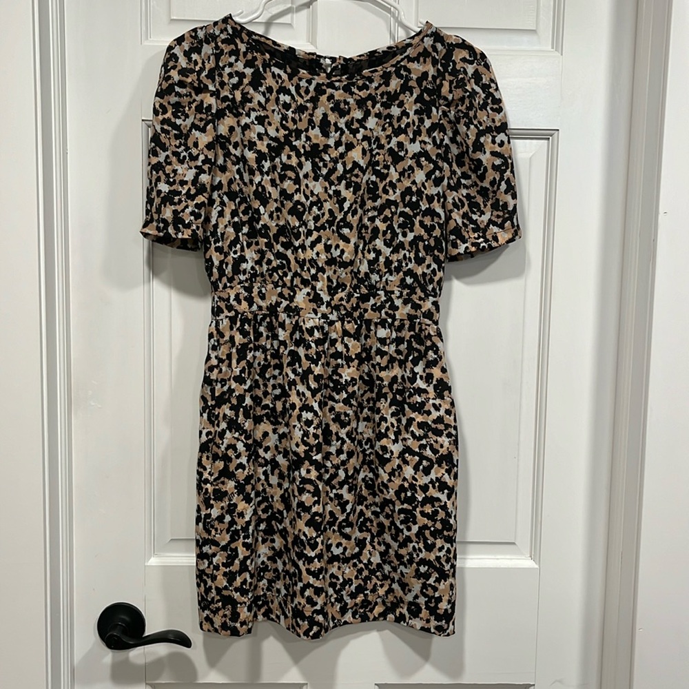 BCBGeneration Animal Print Mini Dress with Pockets and Tie Up Back